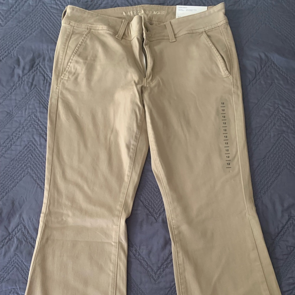 NWT American Eagle khaki kick boot pants size 12 short